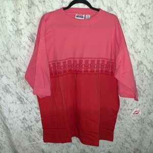 NWT Spike Sports Ombré Short Sleeve T Shirt Tribal Print Red-Pink Mens Size XL